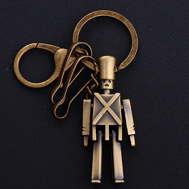 Cheap souvenir 3D robot soldier copper shape custom metal key chain