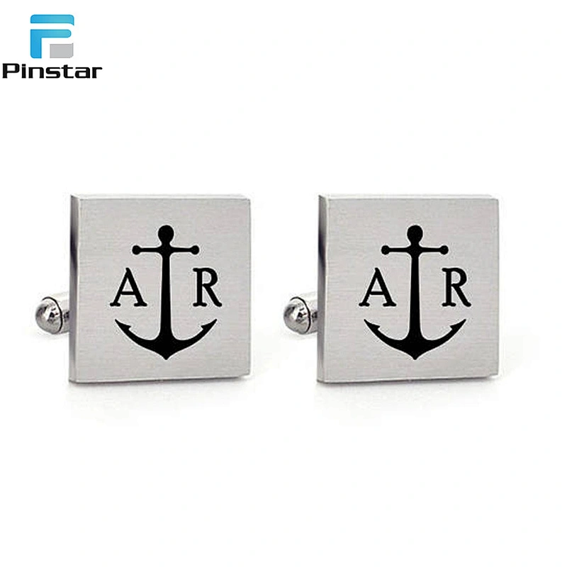Simple design boat hook stainless steel cufflinks and tie clip