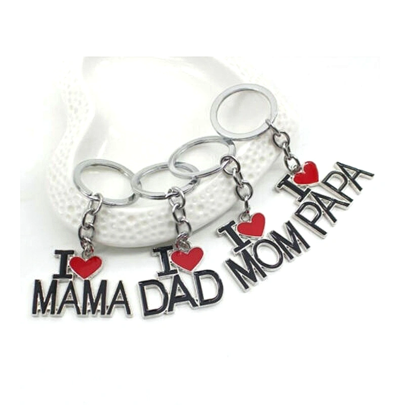 Factory Wholesale Father's/Mother's Day Gift I Love Mom/Dad/Mama/Papa Letter Pendant Keychain