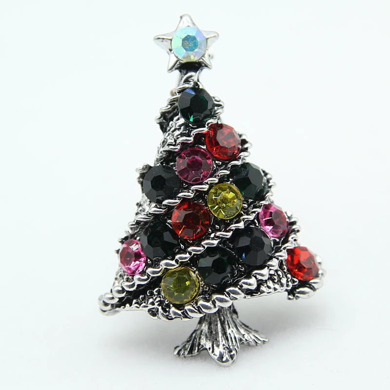 Wholesale Vintage Rhinestone Enamel Christmas Tree Pin Brooch