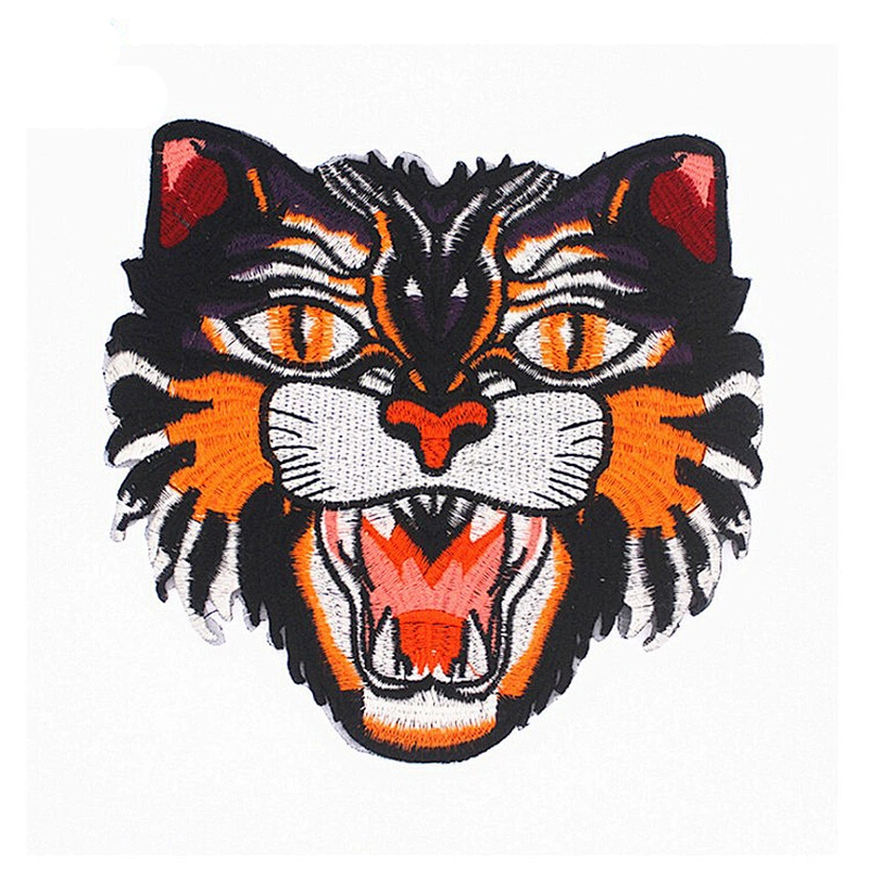 No Minimum Tiger Design Embroidered Iron On Patches Bulk