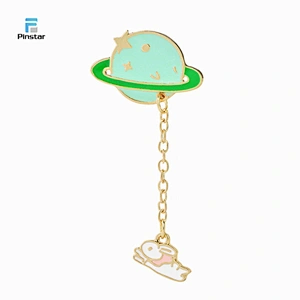 Kids Star Lightning Soft Enamel Lapel Pin With Chain