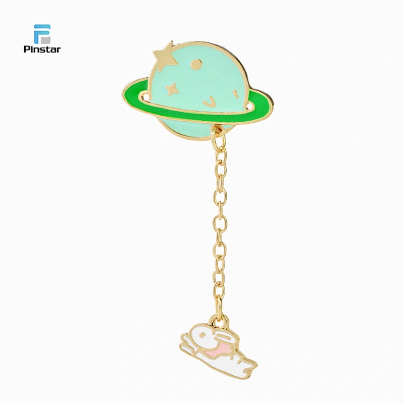 Kids Star Lightning Soft Enamel Lapel Pin With Chain