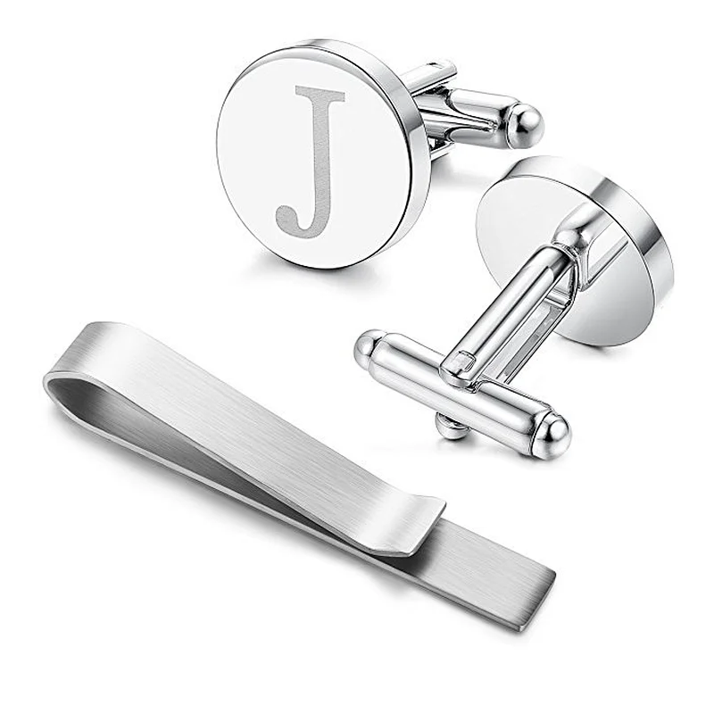 Simple design custom logo stainless steel cufflinks