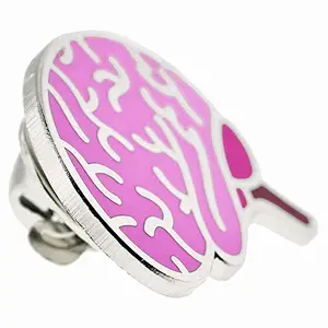 custom pink brain hard enamel lapel pin	for T-shirts
