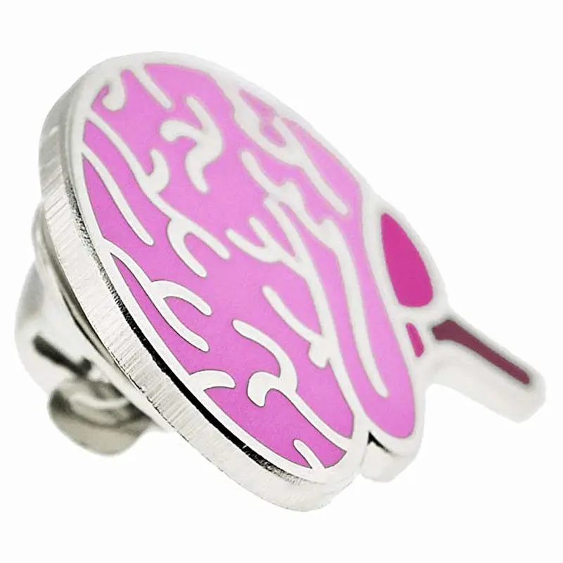 custom pink brain hard enamel lapel pin	for T-shirts