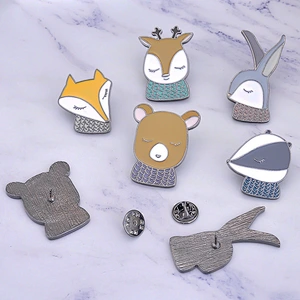 Fox Rabbit Animal Enamel Lapel Pin