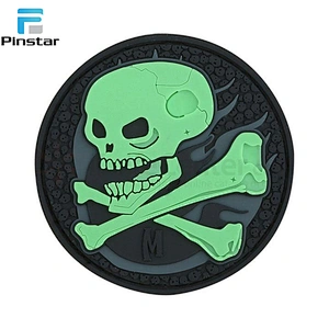 Manufacture rubber badge custom glow in the dark pvc patch