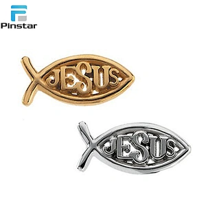 Factory sell custom jesus fish soft enamel metal multicolored lapel pins for daily decoration