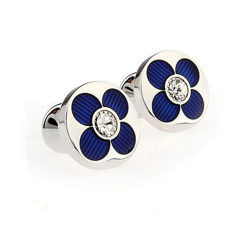 Factory Manufacturer Make Custom Shirt Boys Diy Flower Cufflink Red Blue