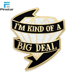 Factory Directly Sale Diamond Hard Enamel Metal Lapel Hat Pin with glitter