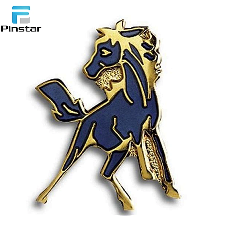High quality custom soft enamel red running horse gold plated lapel pin badge