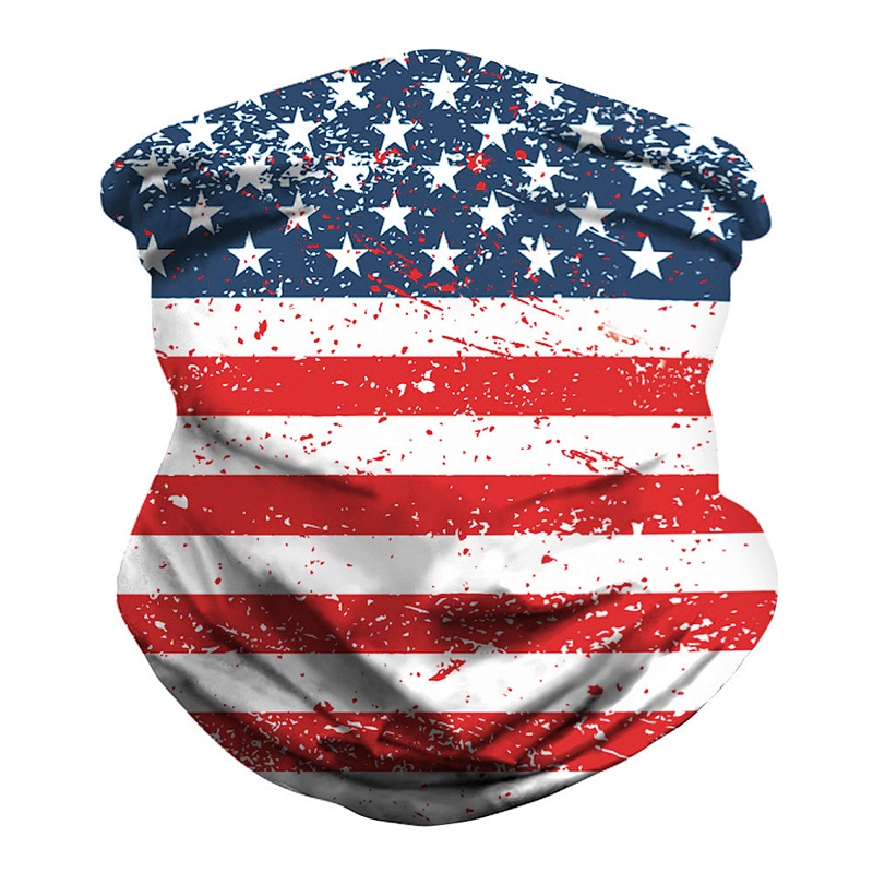 Wholesale In Stock High Quality Dustproof Bandana Head Scarf USA American Flag Seamless Bandana