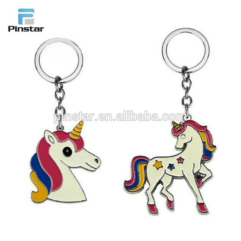 Promotional cheap custom kids metal unicorn keychain