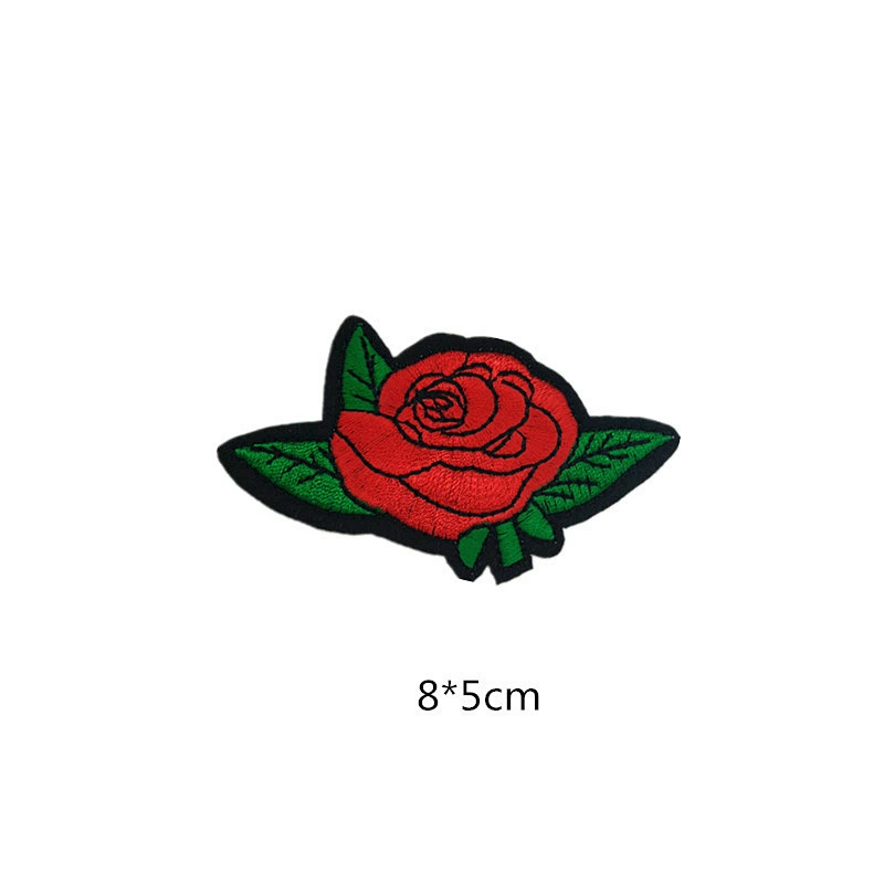 custom various rose shapes iron-on embroidered patch for decoration