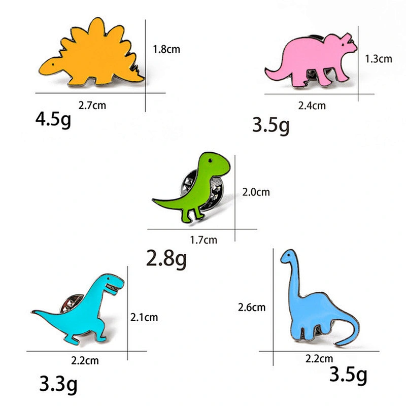 Free mold wholesale China custom dino badge dinosaur shaped enamel lapel pin