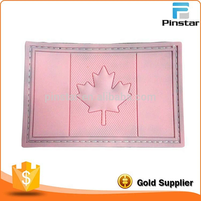 Custom green Canada flag soft rubber PVC patch
