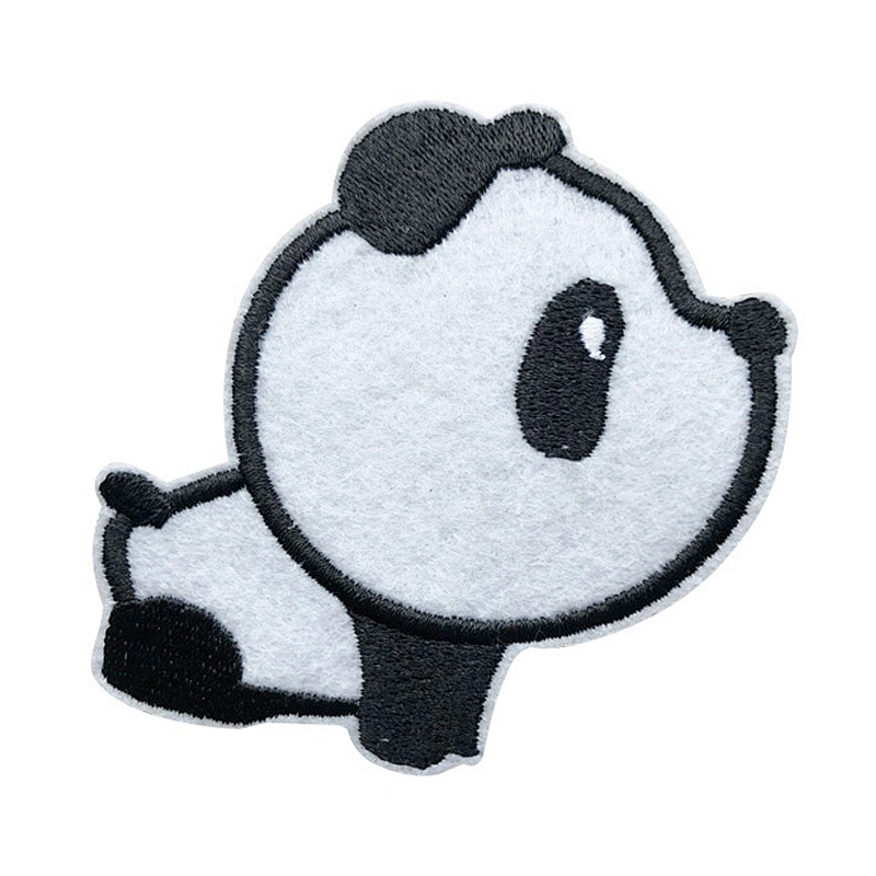 Factory Making Cheap Price Custom Cartoon Black Eye Panda Iron On Patch