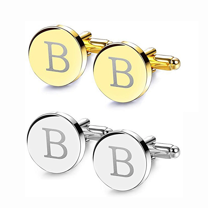 Personalized Silver gold Stainless Steel Custom logo Cufflinks