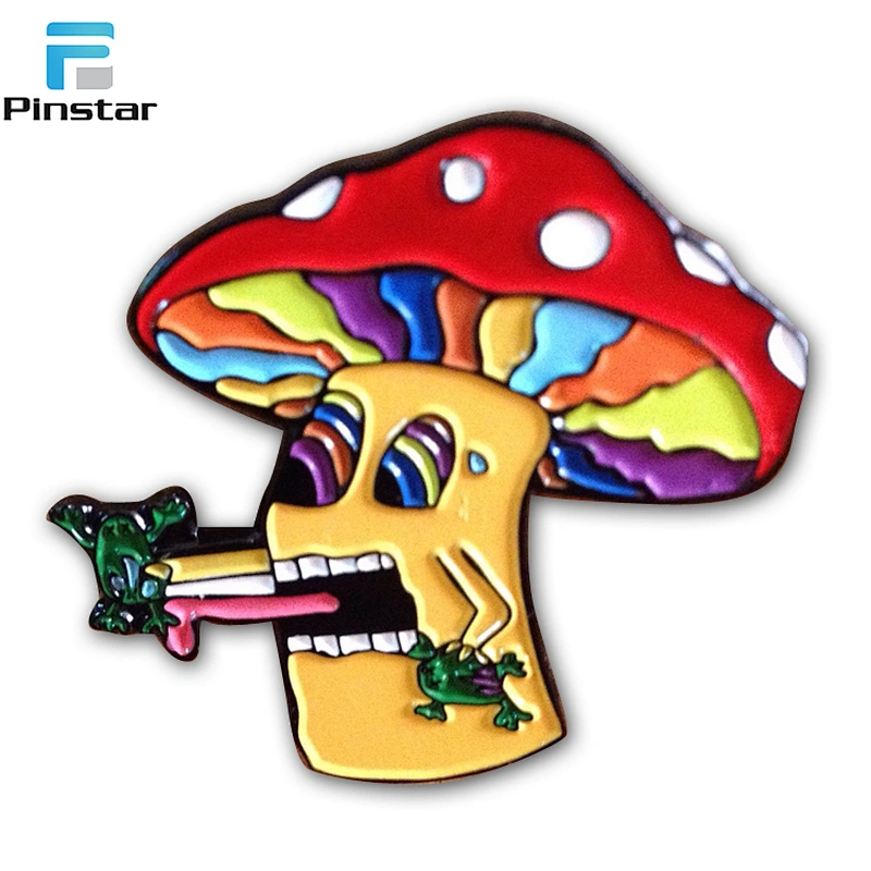 Colorful cute soft enamel mushroom shaped lapel pin