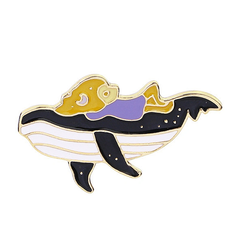 Factory Making Wholesale Fashion Gift Custom Soft Enamel Dolphin Fish Pin Brooch
