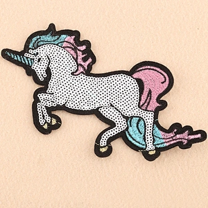 Wholesale In Stock Cheap Price Embroidery Patch Unicorn Sequin Patches for Clothing Garment