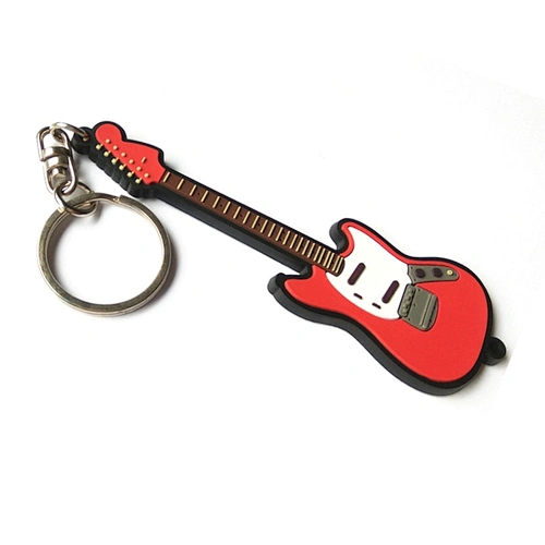 guitar design your own soft pvc keychain with ring