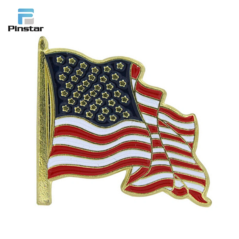 Suzhou Factory Metal American Us Badge Country Flags Lapel Pins