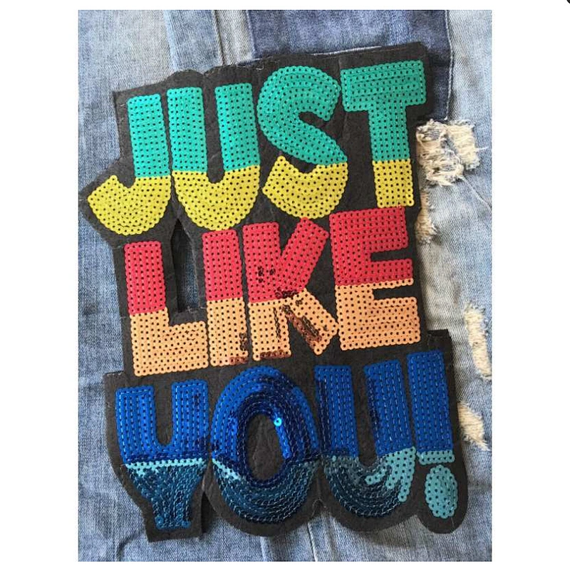 letters design big size clothing brand logo sequin patches