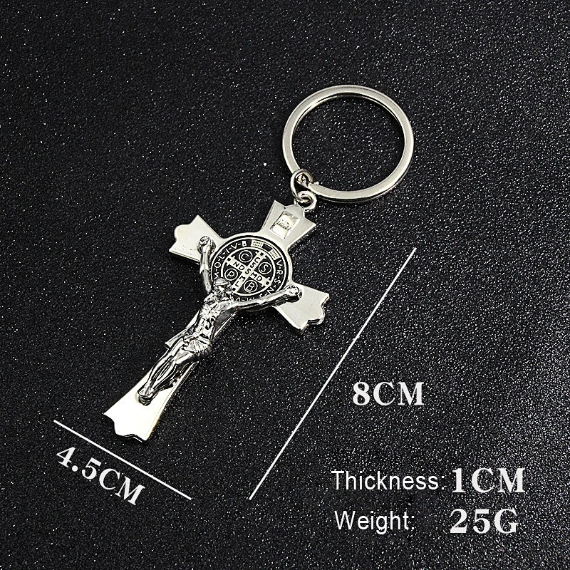 Custom Zinc Alloy Metal Religious Jesus Keychain with Cross