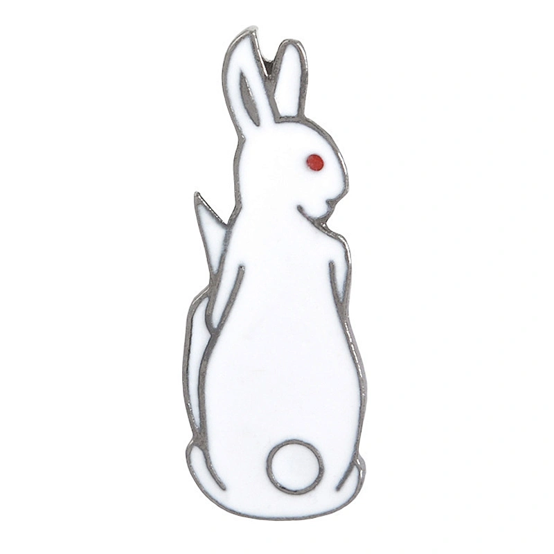 Wholesale In Stock Animal Character Pins White Funny Bunny Bad Rabbit Enamel Pin