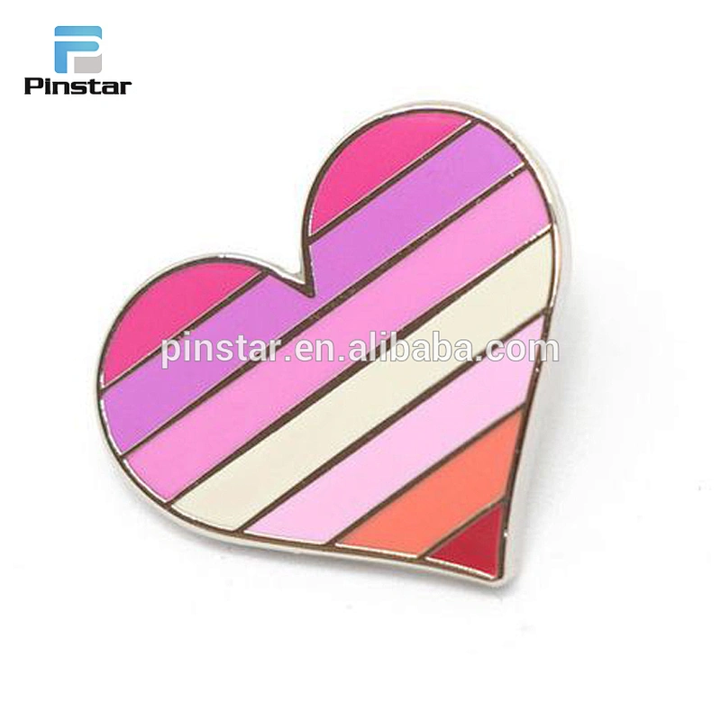 Soft enamel heart shaped lapel pins manufacturers china