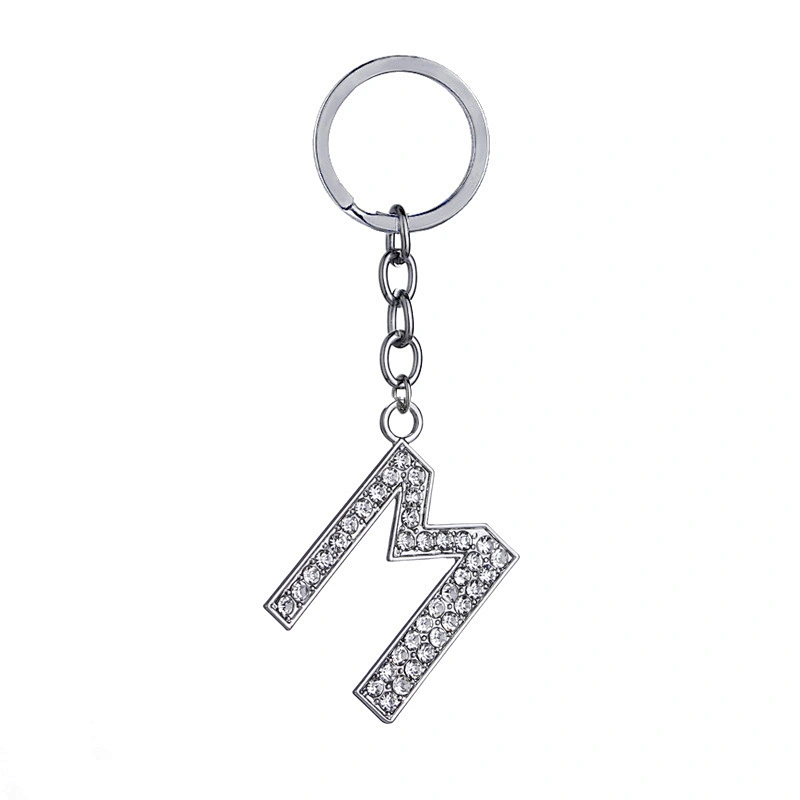 Wholesale In Stock No Mold Fee Diamond Alhabet Letters Letter M Keychain