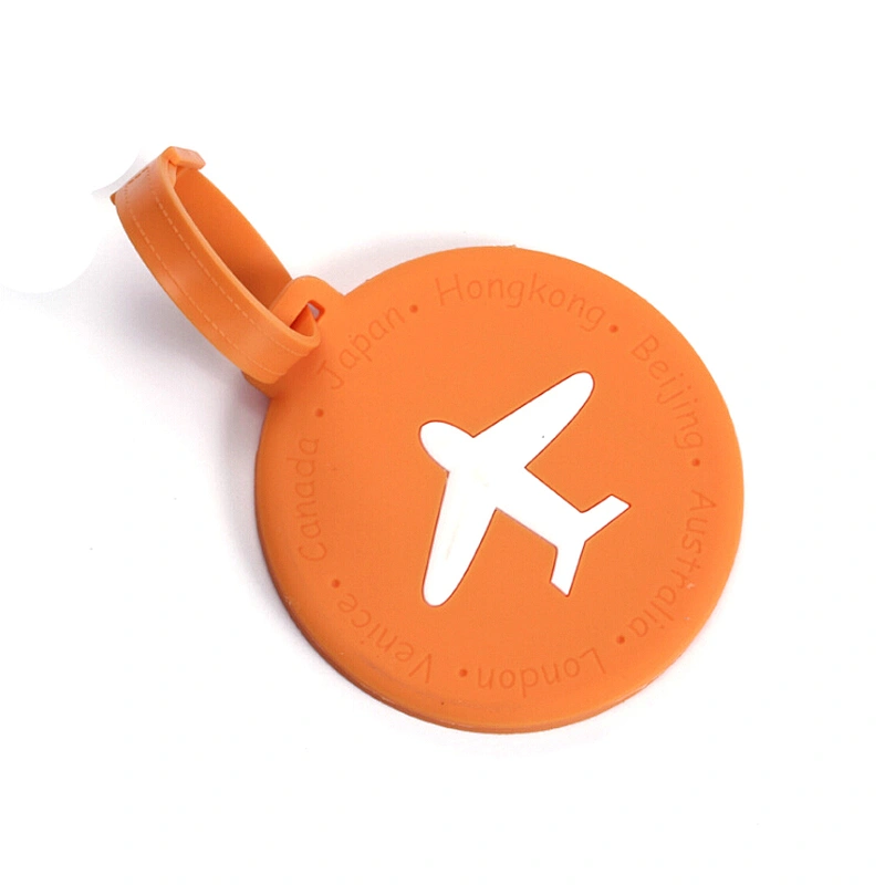Cheap Bulk Round Airplane PVC Rubber Custom Luggage Tag