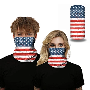 Wholesale In Stock High Quality Dustproof Bandana Head Scarf USA American Flag Seamless Bandana
