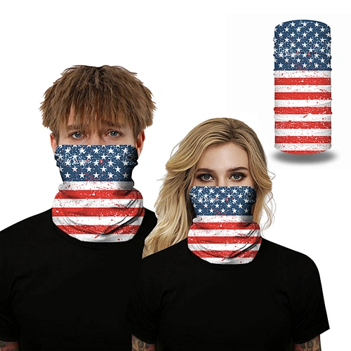 Wholesale In Stock High Quality Dustproof Bandana Head Scarf USA American Flag Seamless Bandana