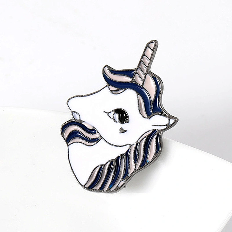 Hot Sale In Stock Fancy Unicorn Metal Brooch Pin Unicorn Head Soft Enamel Pin