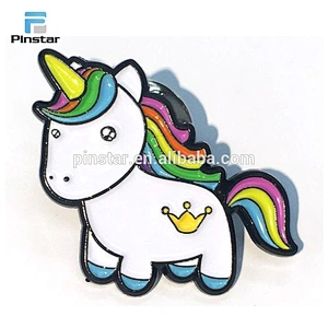 Customized metal cute cartoon unicorn enamel lapel pin badge