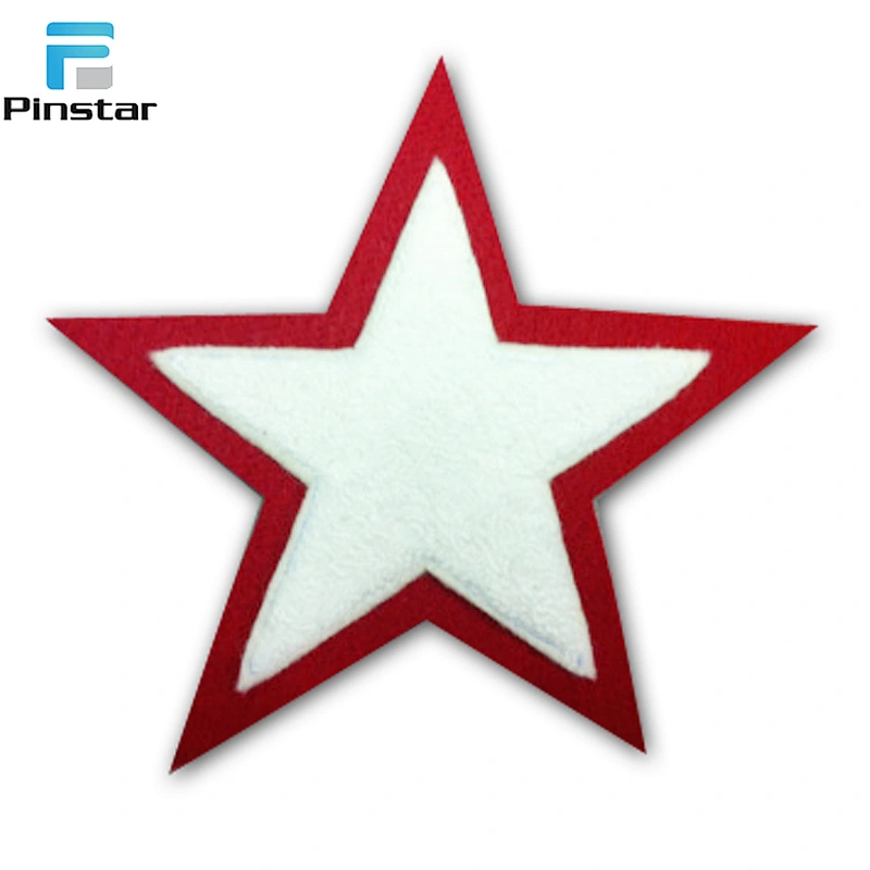 Custom iron on embroidered star shaped towel chenille patches for clothing
