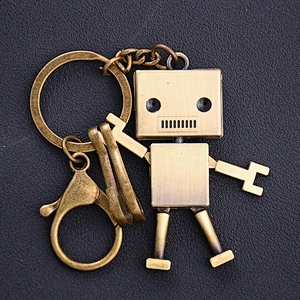 Cheap souvenir 3D robot soldier copper shape custom metal key chain
