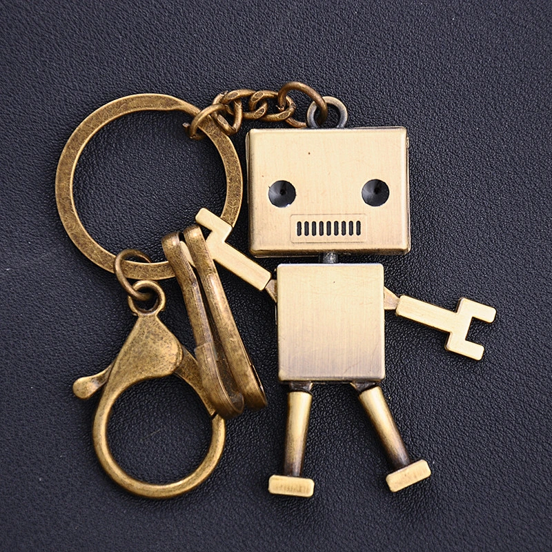 Cheap souvenir 3D robot soldier copper shape custom metal key chain