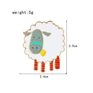 Cartoon Cute Sheep Animal Lapel Pin Badge with Butterfly Clutch Back