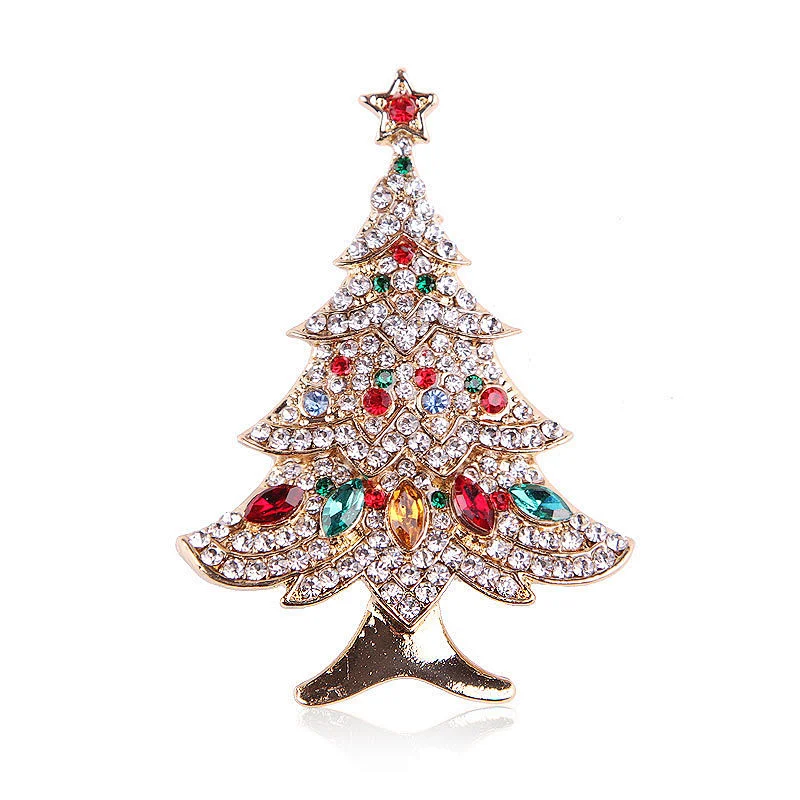 Wholesale Vintage Rhinestone Enamel Christmas Tree Pin Brooch
