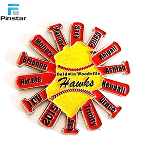 Custom Metal Soft Enamel Baseball Sport Lapel Pin Badge Manufacturers China