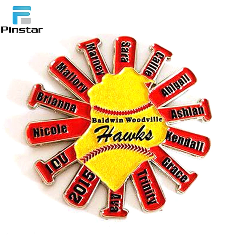 Custom Metal Soft Enamel Baseball Sport Lapel Pin Badge Manufacturers China
