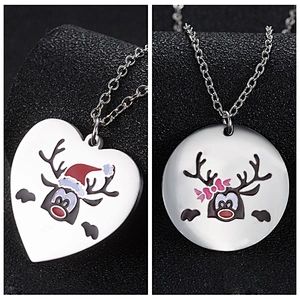 Christmas Gift Drop Oil Stainless Steel Necklace