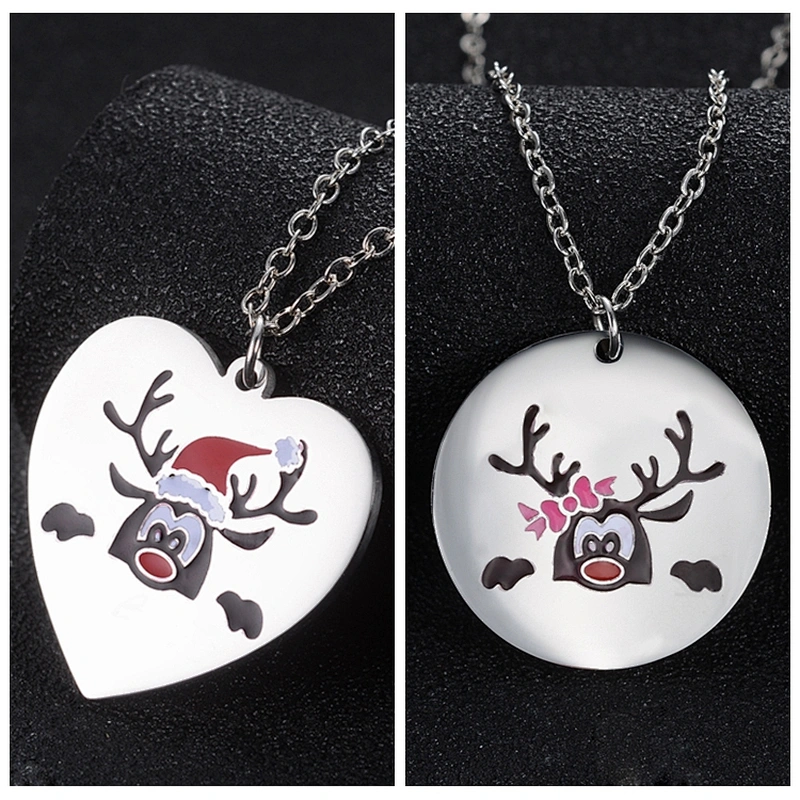 Christmas Gift Drop Oil Stainless Steel Necklace