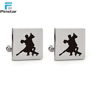 Wholesale Fashion dancing man and woman Metal Custom Cufflink and tie clip