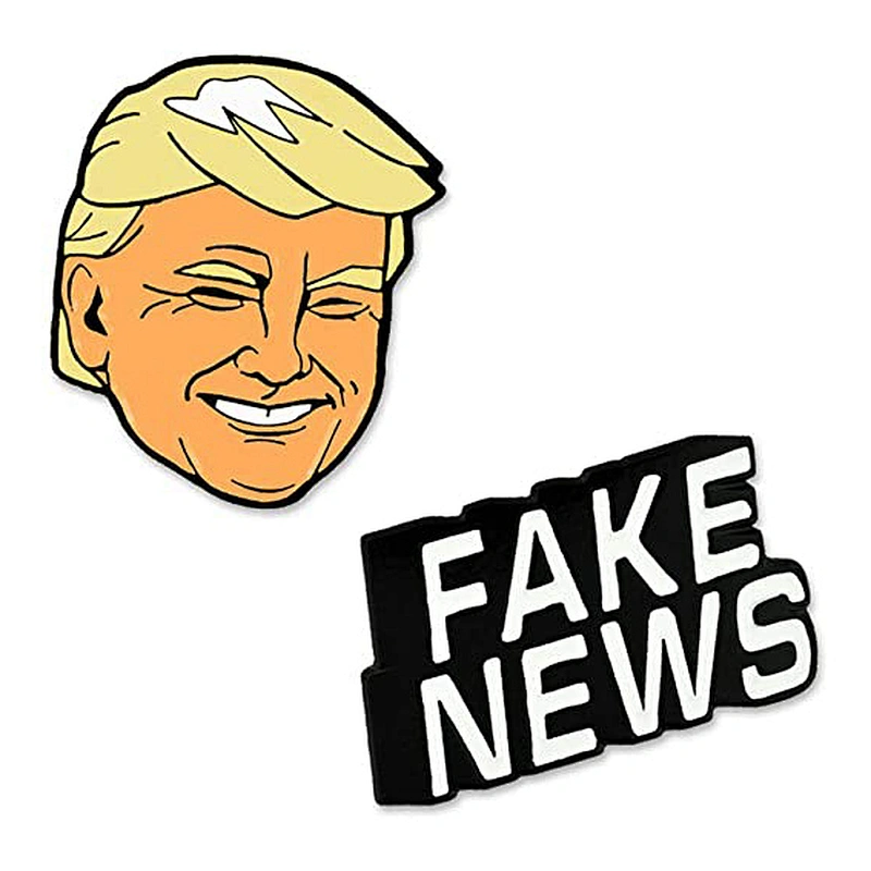 Fake News and Trump Enamel Pin Set