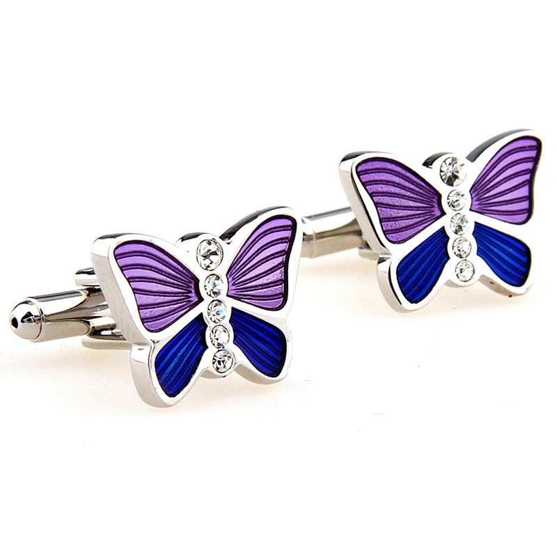 Factory Boxes Packaging Blue Leaf Clover Crystal Cufflink Tie Clip Set
